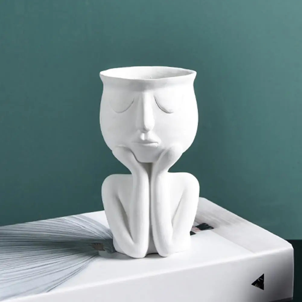 Human Face Ceramic Plant Pot