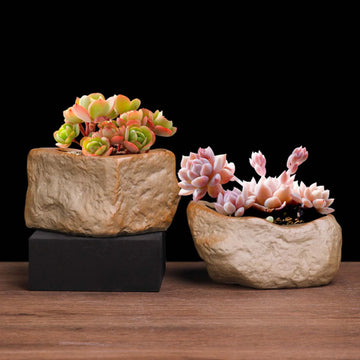 Stone-Shaped Ceramic Succulent Pot