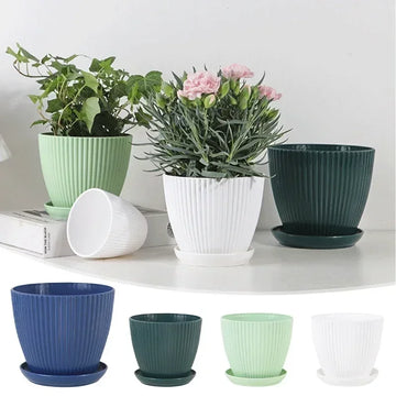 Striped Plastic Succulent Pot